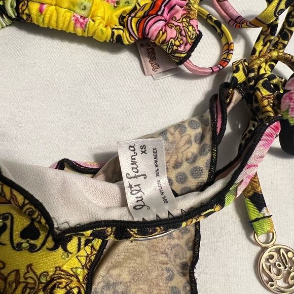 Luli Fama Vibrant Yellow Patterned Bikini Set Size XS - Picture 7 of 11